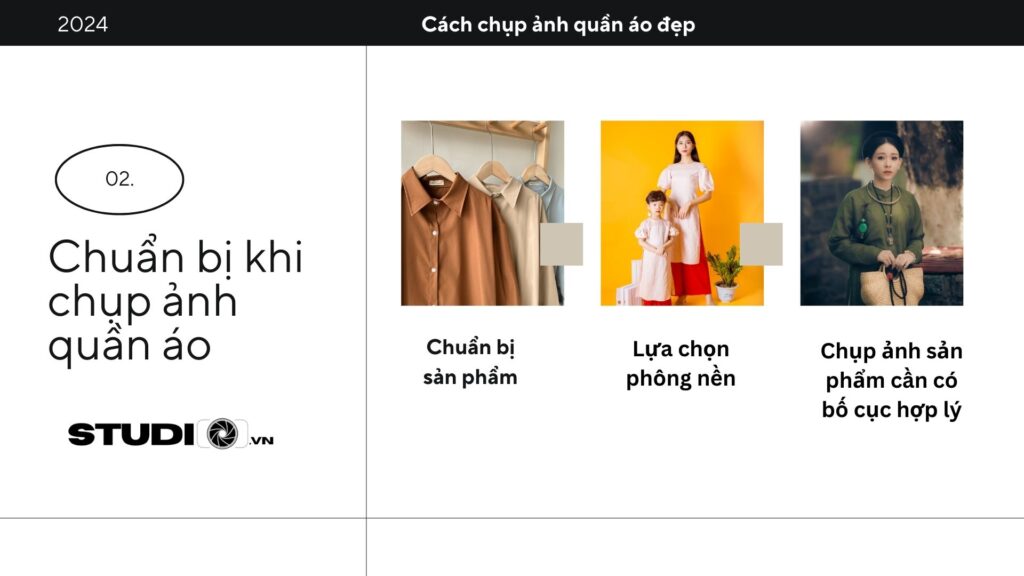 Chuẩn bị chụp ảnh quần áo