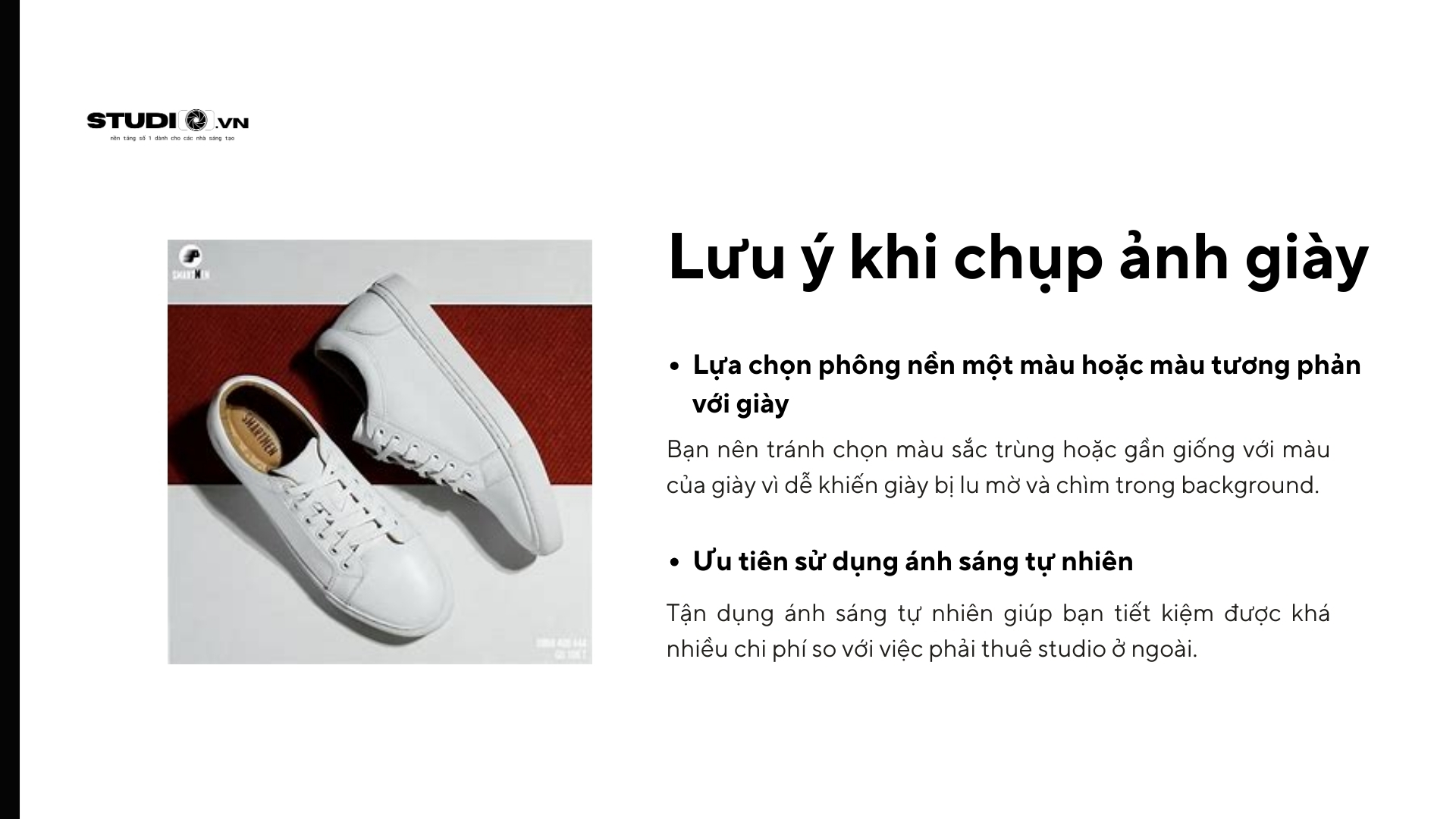 Lưu ý khi chụp ảnh giày