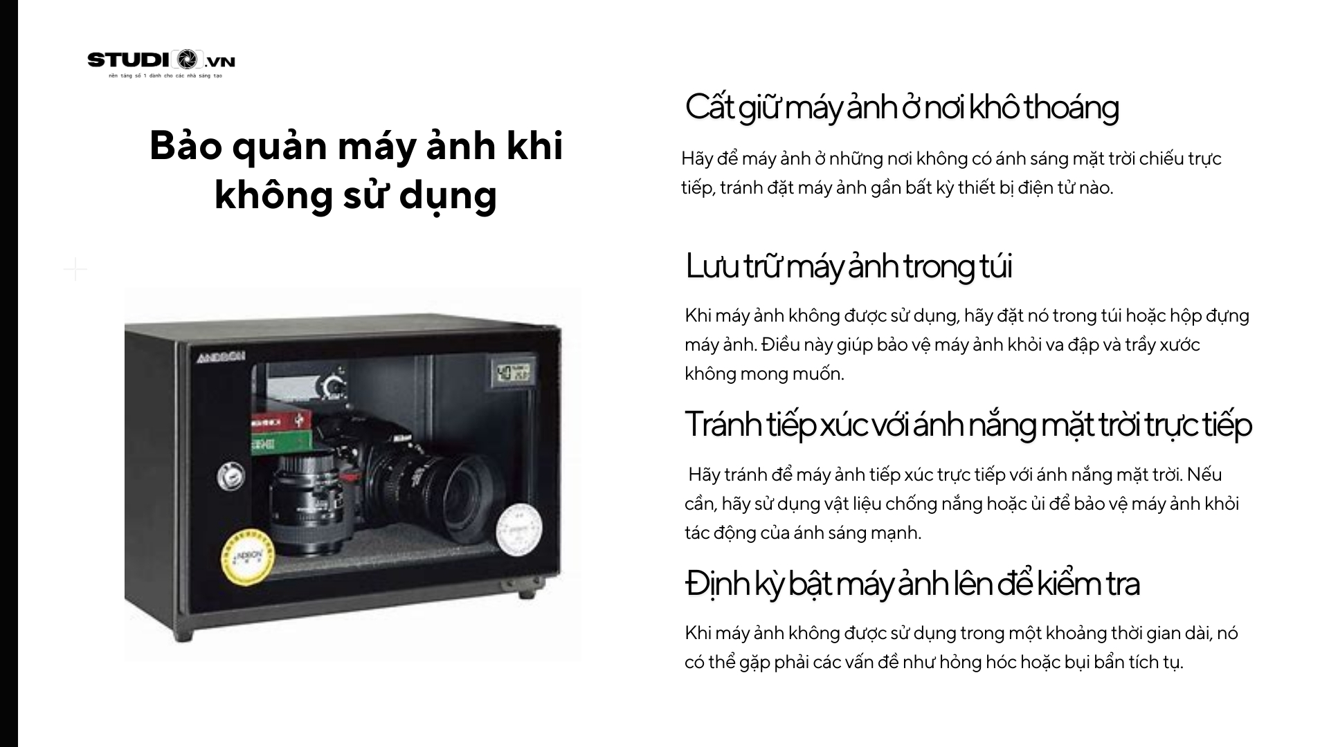 Bảo quản máy ảnh khi không sử dụng