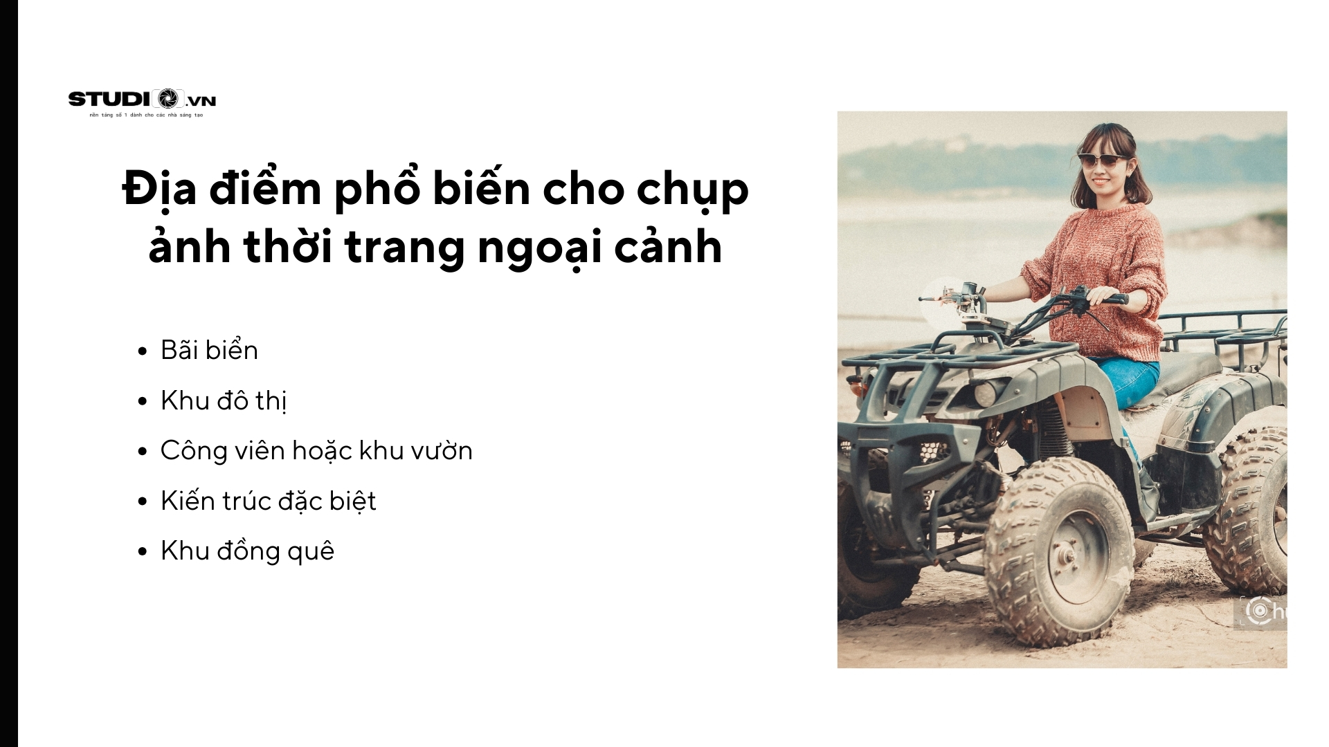 Các địa điểm phổ biến cho chụp ảnh thời trang ngoại cảnh
