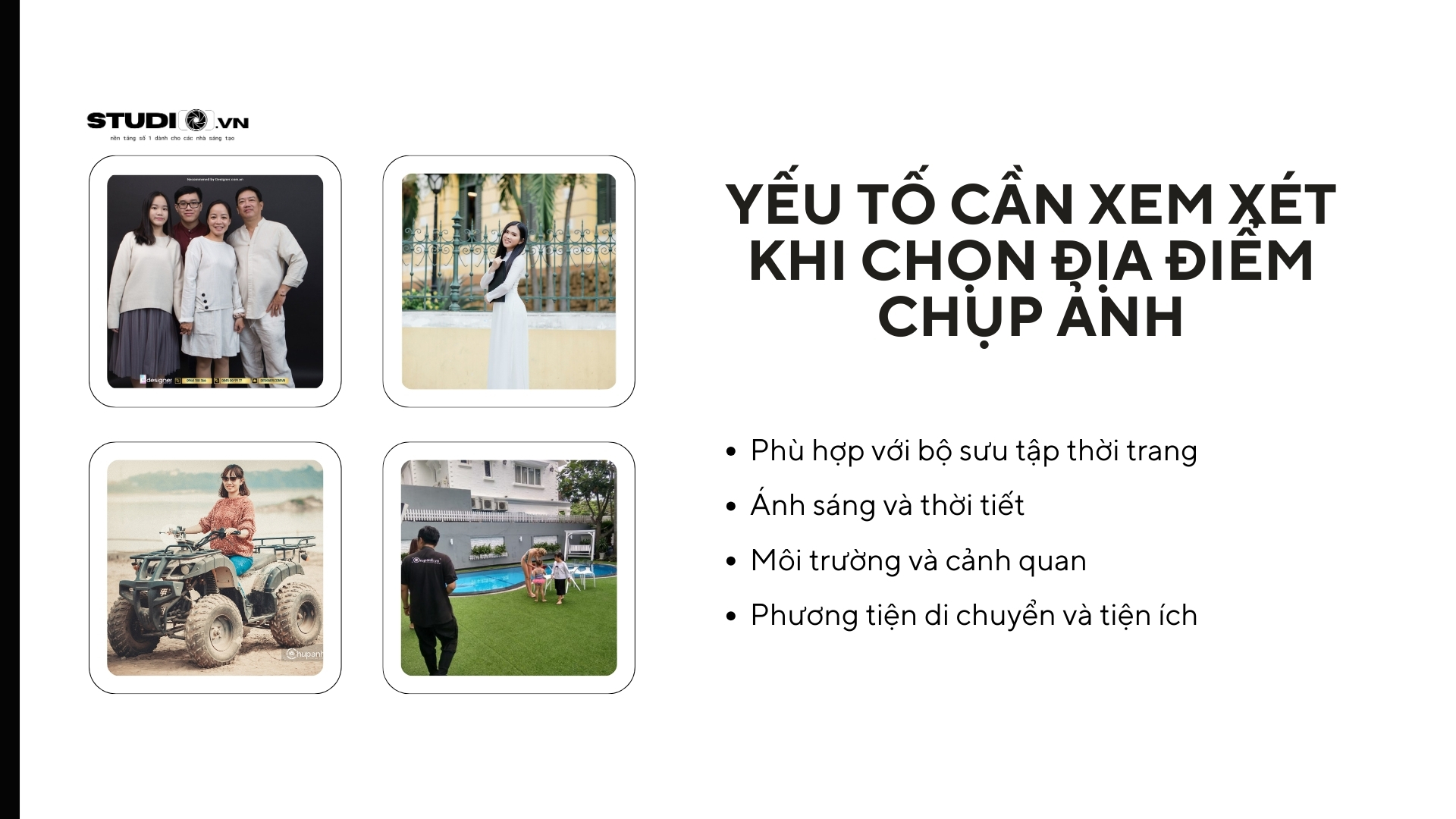 Các yếu tố cần xem xét khi chọn địa điểm chụp ảnh thời trang ngoại cảnh