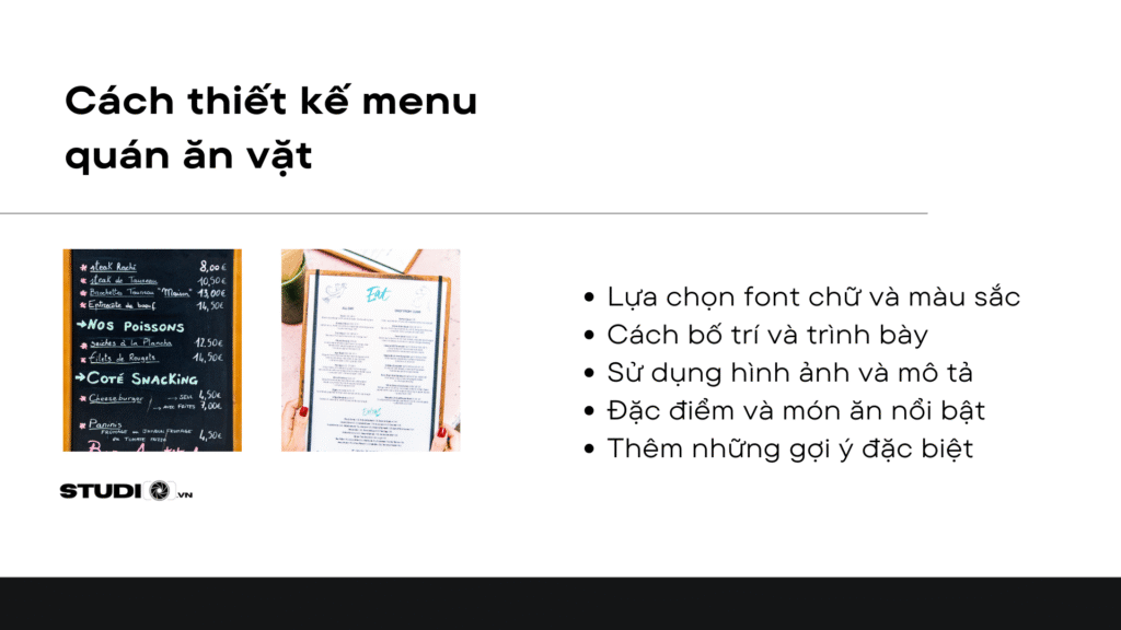 Cách thiết kế menu ăn vặt