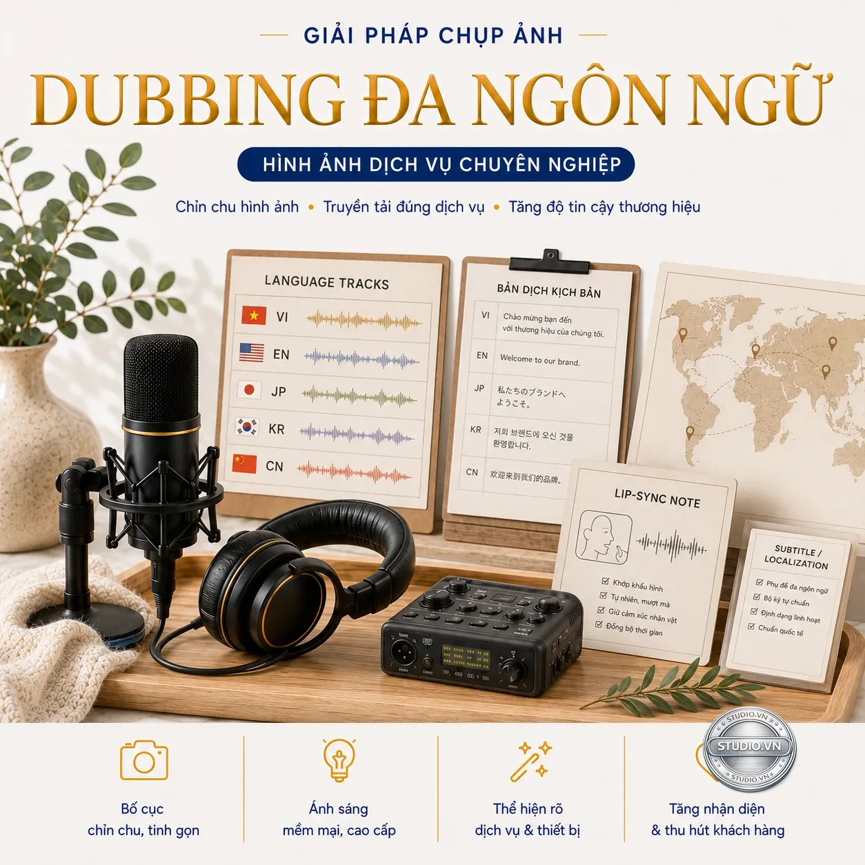 Dubbing da ngon ngu studio