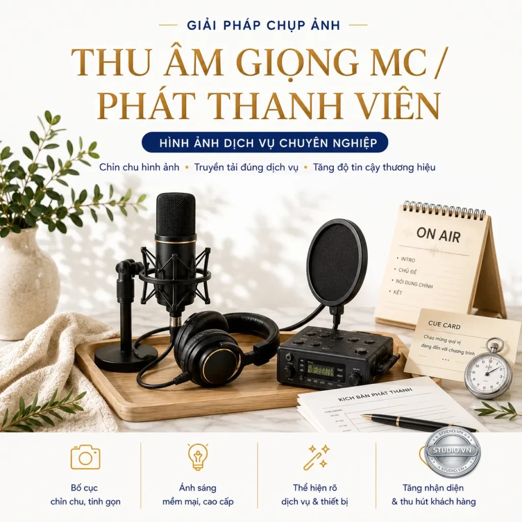 Thu am giong mc phat thanh vien studio