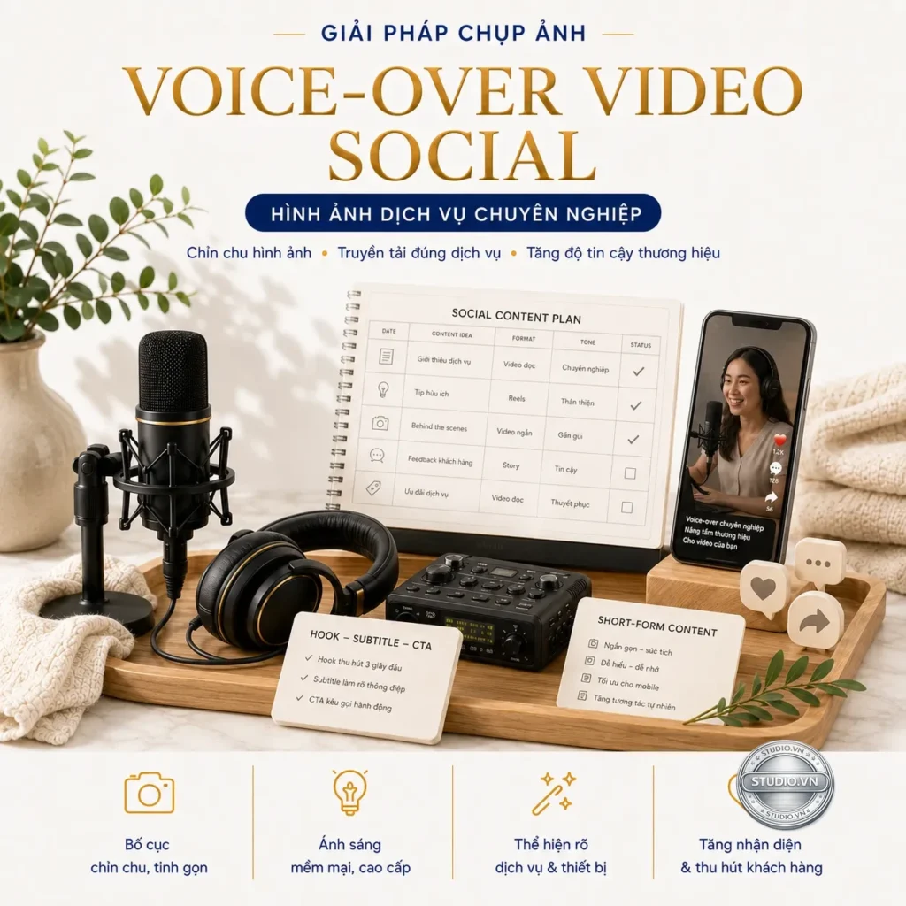 Voice over video social studio